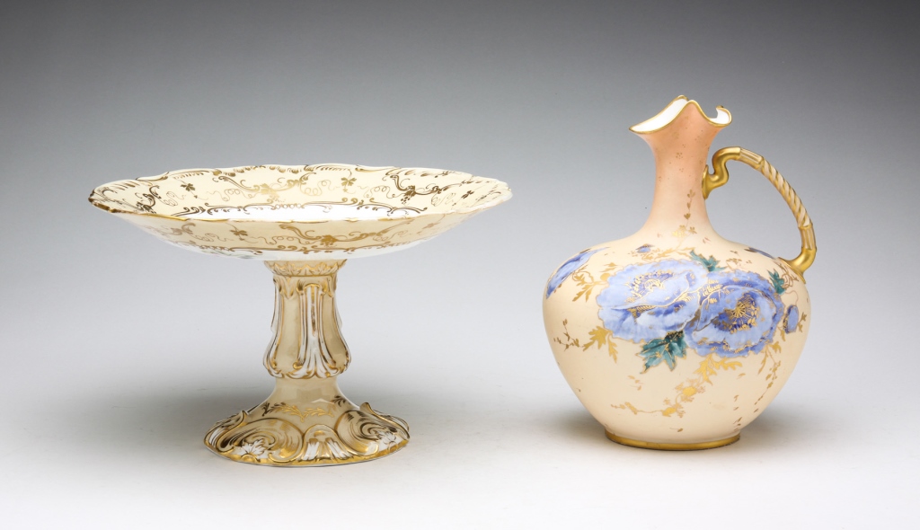 TWO PIECES OF ENGLISH BONE CHINA.
