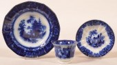 TWO PIECES OF FLOW BLUE IRONST
