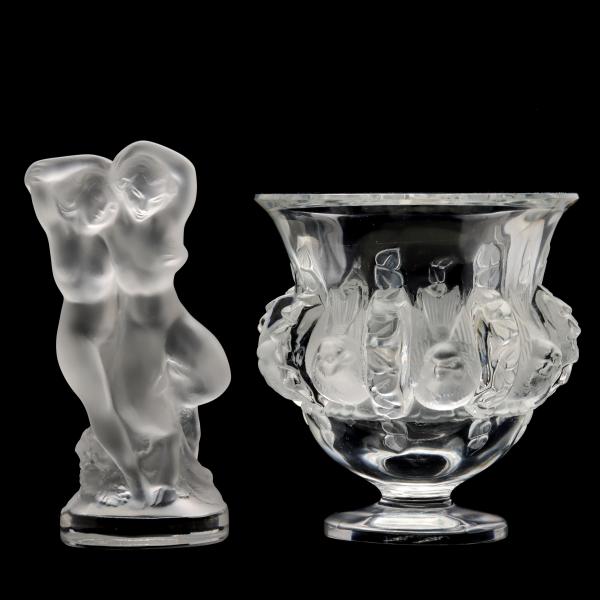 TWO PIECES OF FRENCH CRYSTAL ART