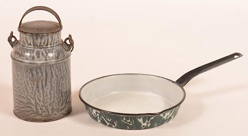 TWO PIECES OF GRANITE WARE.Two