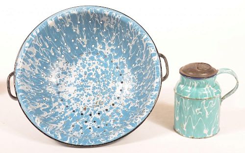 TWO PIECES OF GRANITE WARE.Two