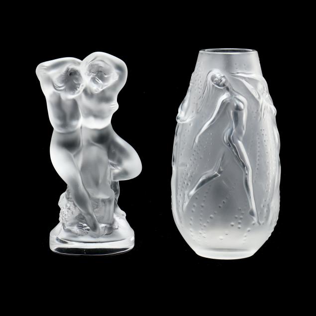 TWO PIECES OF LALIQUE CRYSTAL, NUDE