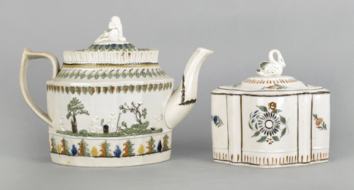 Two pieces of Leeds porcelain early