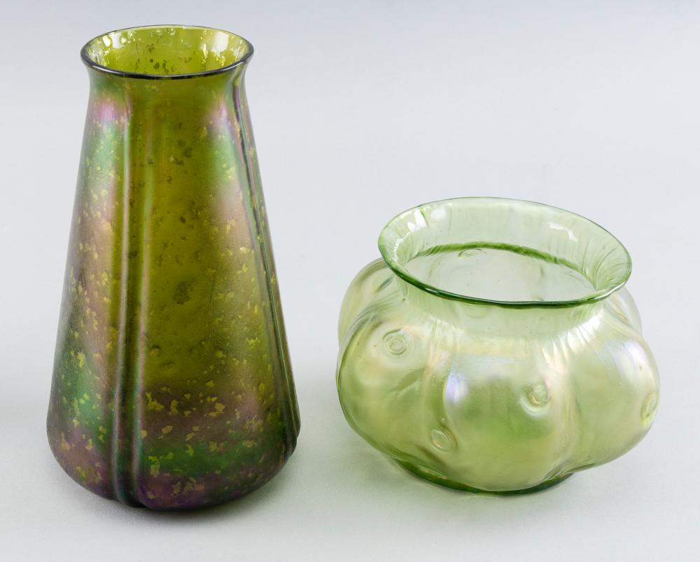 TWO PIECES OF LOETZ-TYPE IRIDESCENT