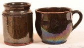 TWO PIECES OF MANGANESE GLAZED