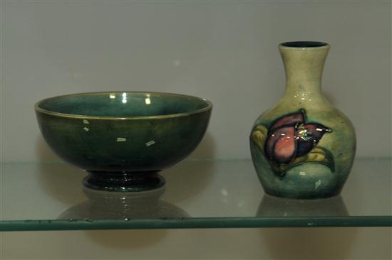 TWO PIECES OF MOORCROFT POTTERY.