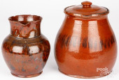 TWO PIECES OF REDWARE, 19TH C.