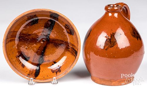 TWO PIECES OF REDWARE, 19TH C.Two