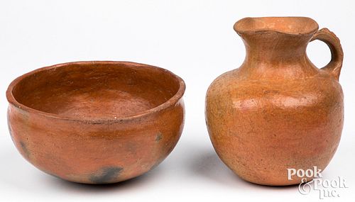 TWO PIECES OF REDWARE NATIVE