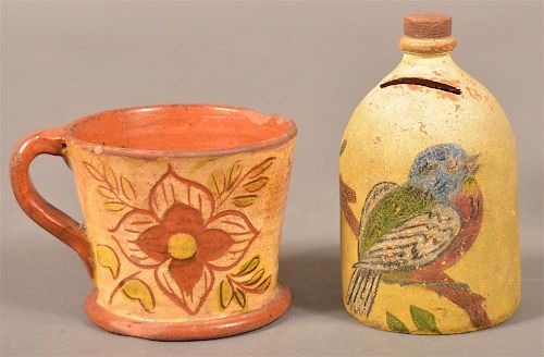 TWO PIECES OF REDWARE POTTERY.Two