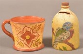 TWO PIECES OF REDWARE POTTERY.