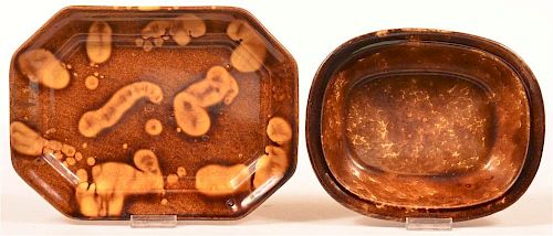 TWO PIECES OF ROCKINGHAM GLAZED