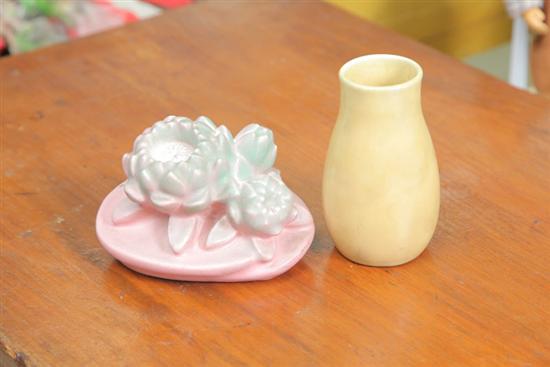 TWO PIECES OF ROOKWOOD POTTERY.