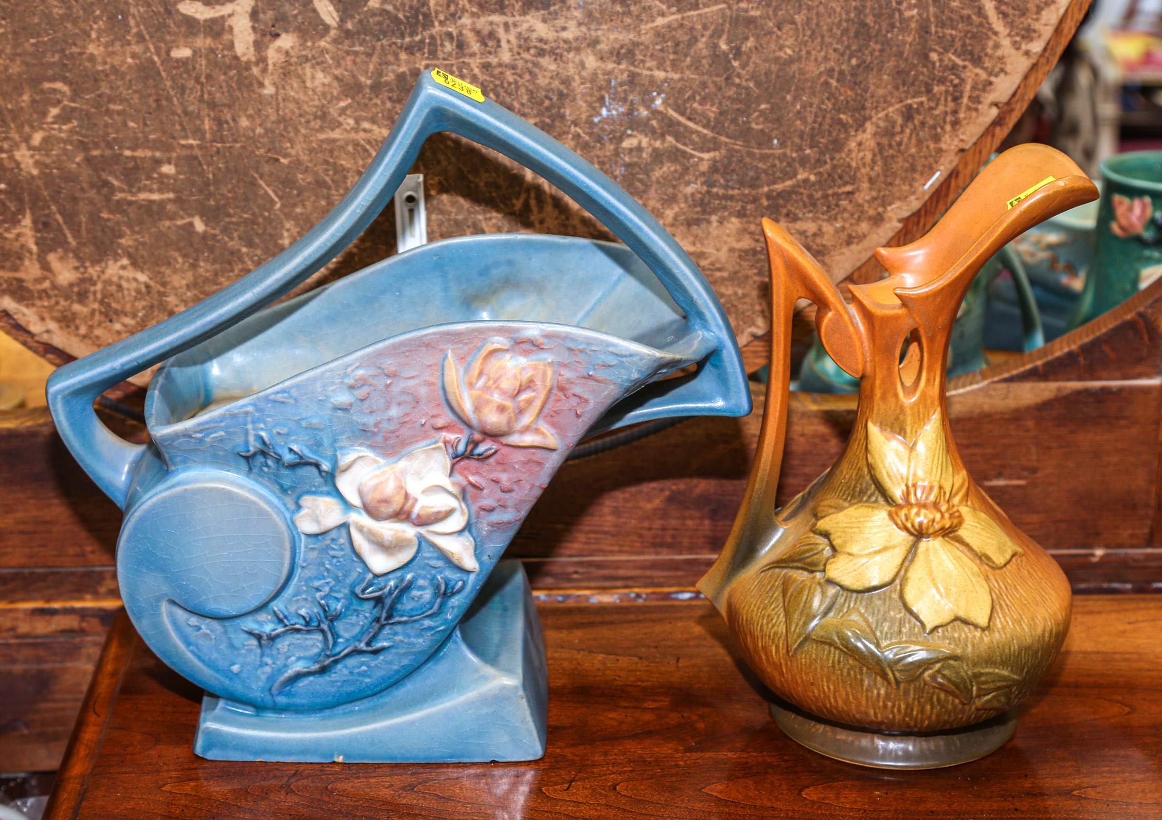 TWO PIECES OF ROSEVILLE ART POTTERY