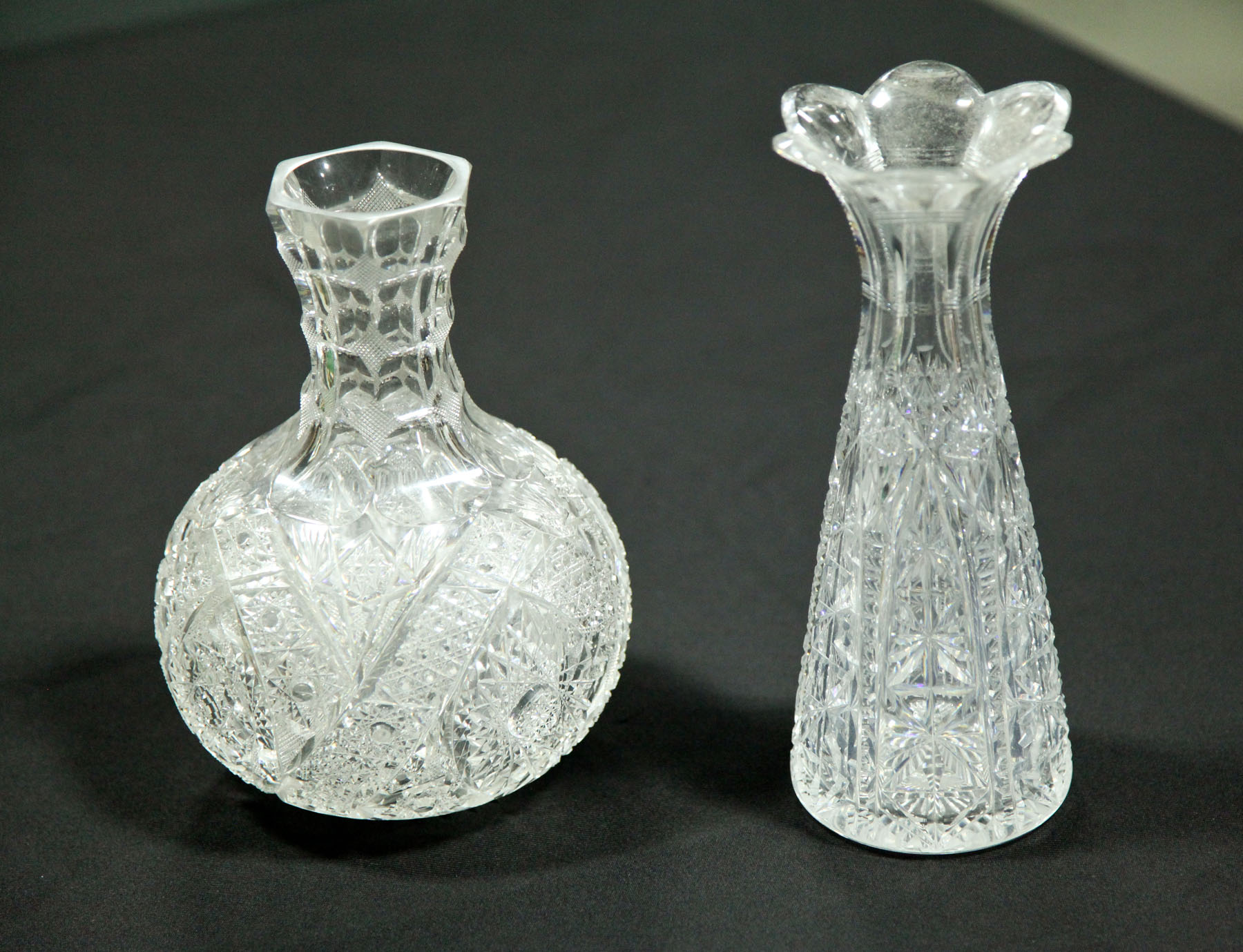 TWO PIECES OF SIGNED CUT GLASS. 