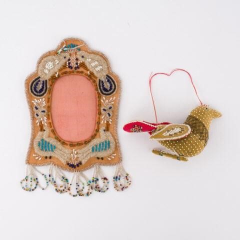 TWO PIECES OF SOUVENIR BEADWORK,