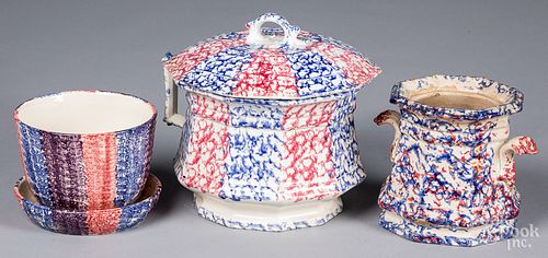 TWO PIECES OF SPONGEWARE, 19TH