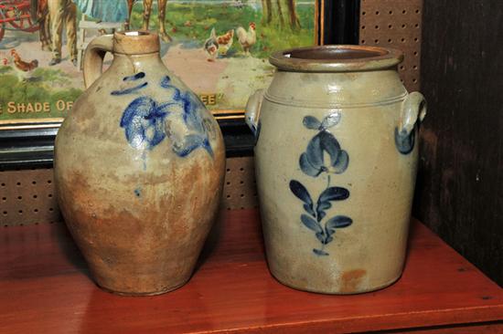 TWO PIECES OF STONEWARE. A cobalt