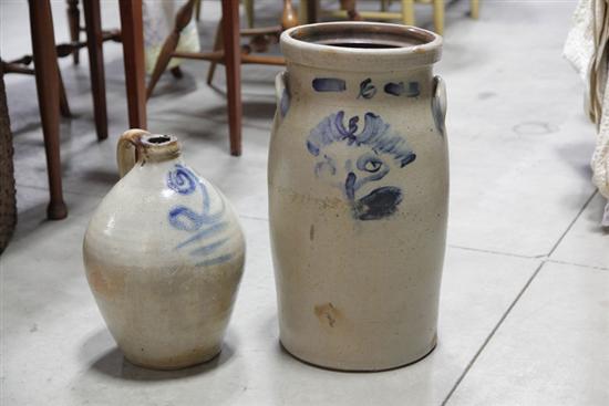 TWO PIECES OF STONEWARE. A
