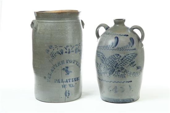 TWO PIECES OF STONEWARE.  American