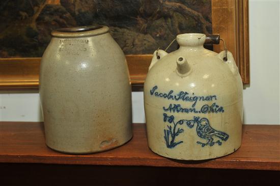 TWO PIECES OF STONEWARE.