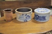 TWO PIECES OF STONEWARE AND ON