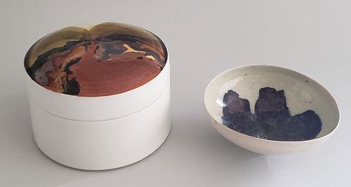 TWO PIECES OF VINTAGE DRIP GLAZED