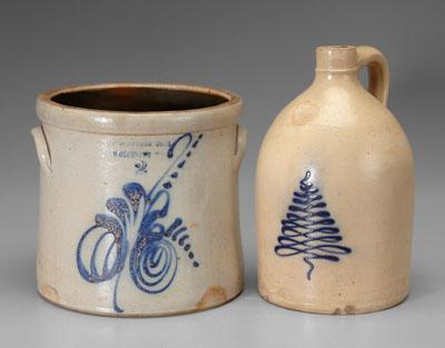 Two pieces salt-glazed stoneware:
