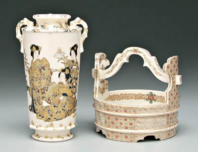 Two pieces Satsuma ware: vase