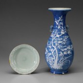 Two Pieces Slip-Decorated Porc