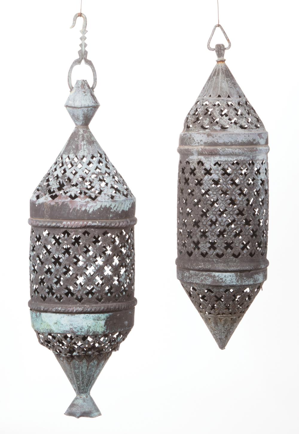 TWO PIERCED BRONZE HANGING