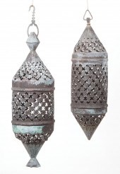 TWO PIERCED BRONZE HANGING LAN