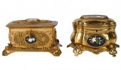 TWO PIETRA DURA AND BRONZE BOX