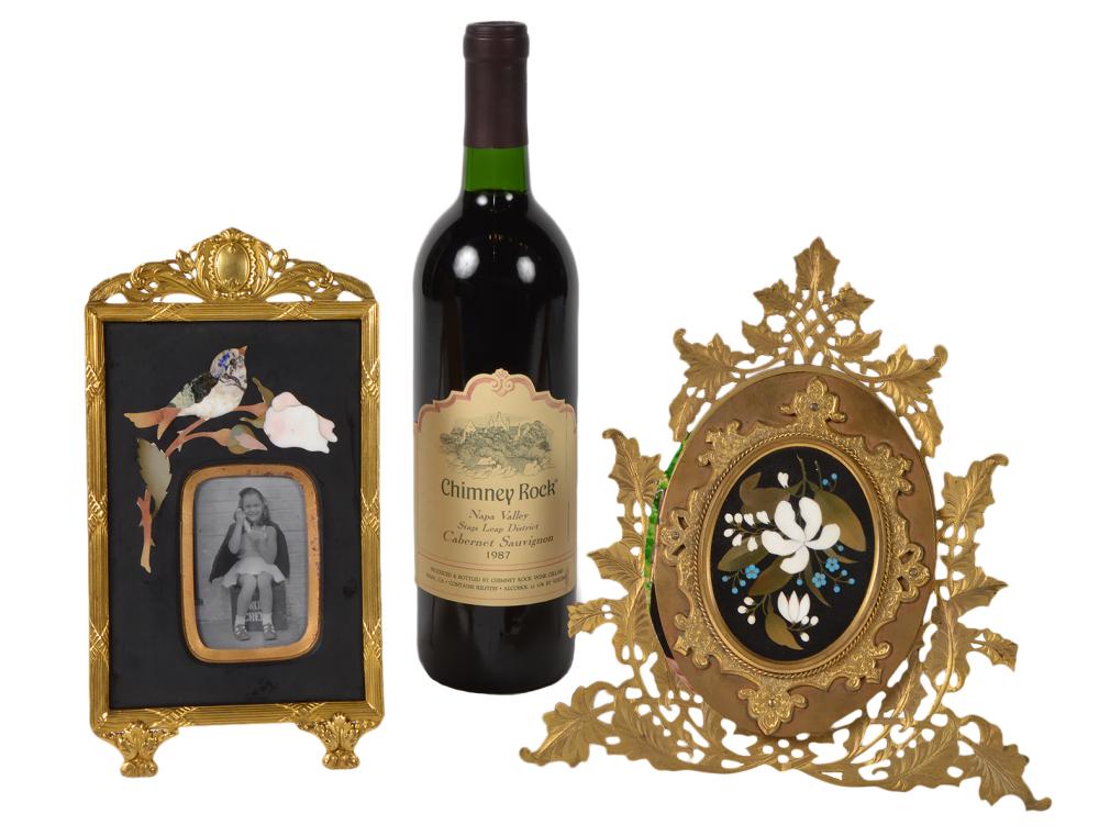 TWO PIETRA DURA & BRONZE PICTURE