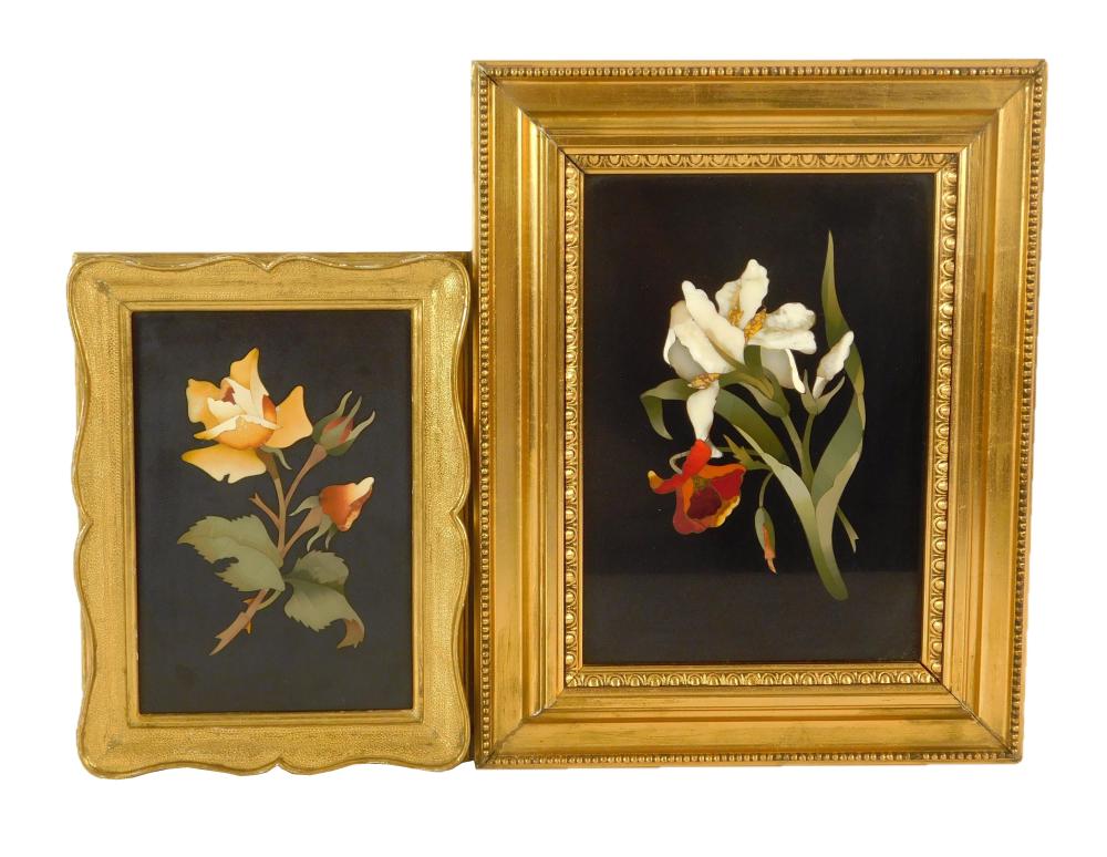 TWO PIETRA DURA PLAQUES, ITALIAN,