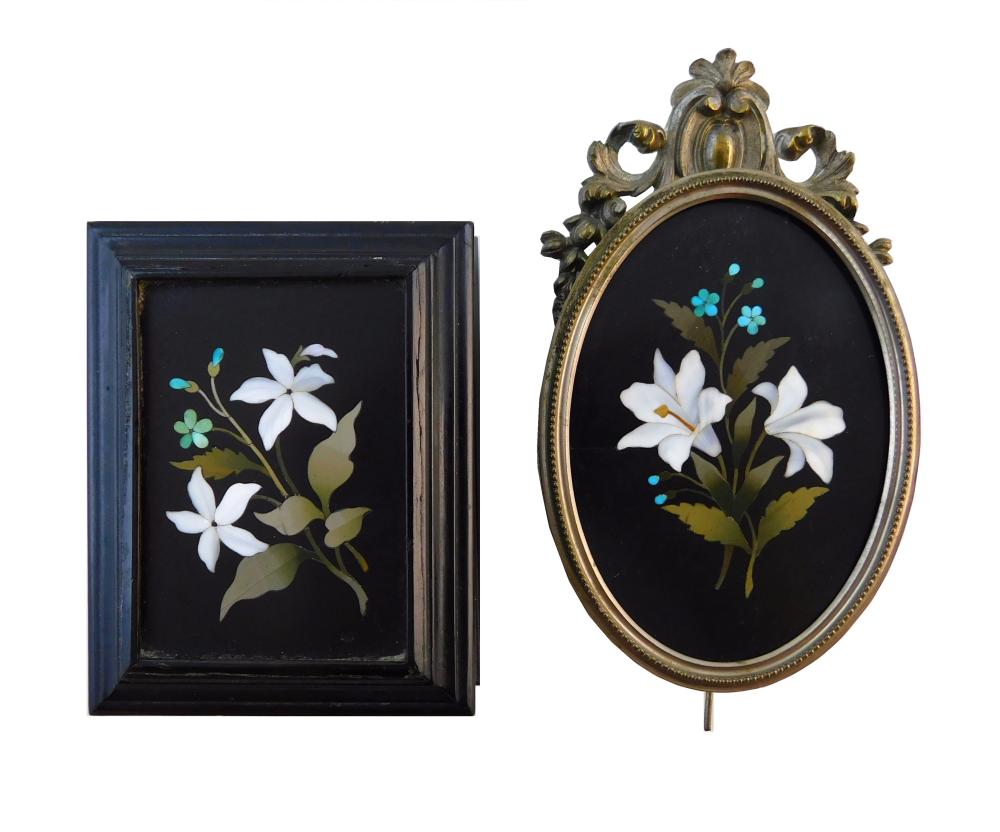 TWO PIETRA DURA PLAQUES, ITALIAN,
