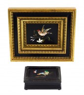 TWO PIETRA DURA WITH BIRD MOTI