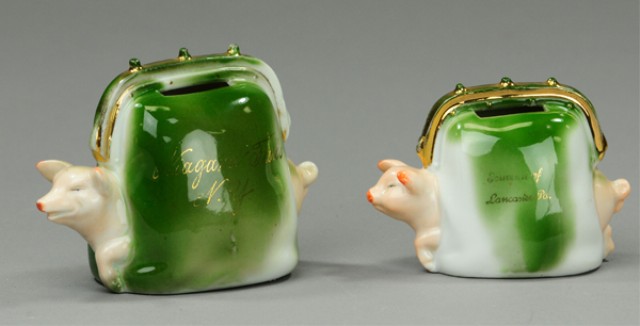 TWO PIGS IN SATCHEL POKE STILL