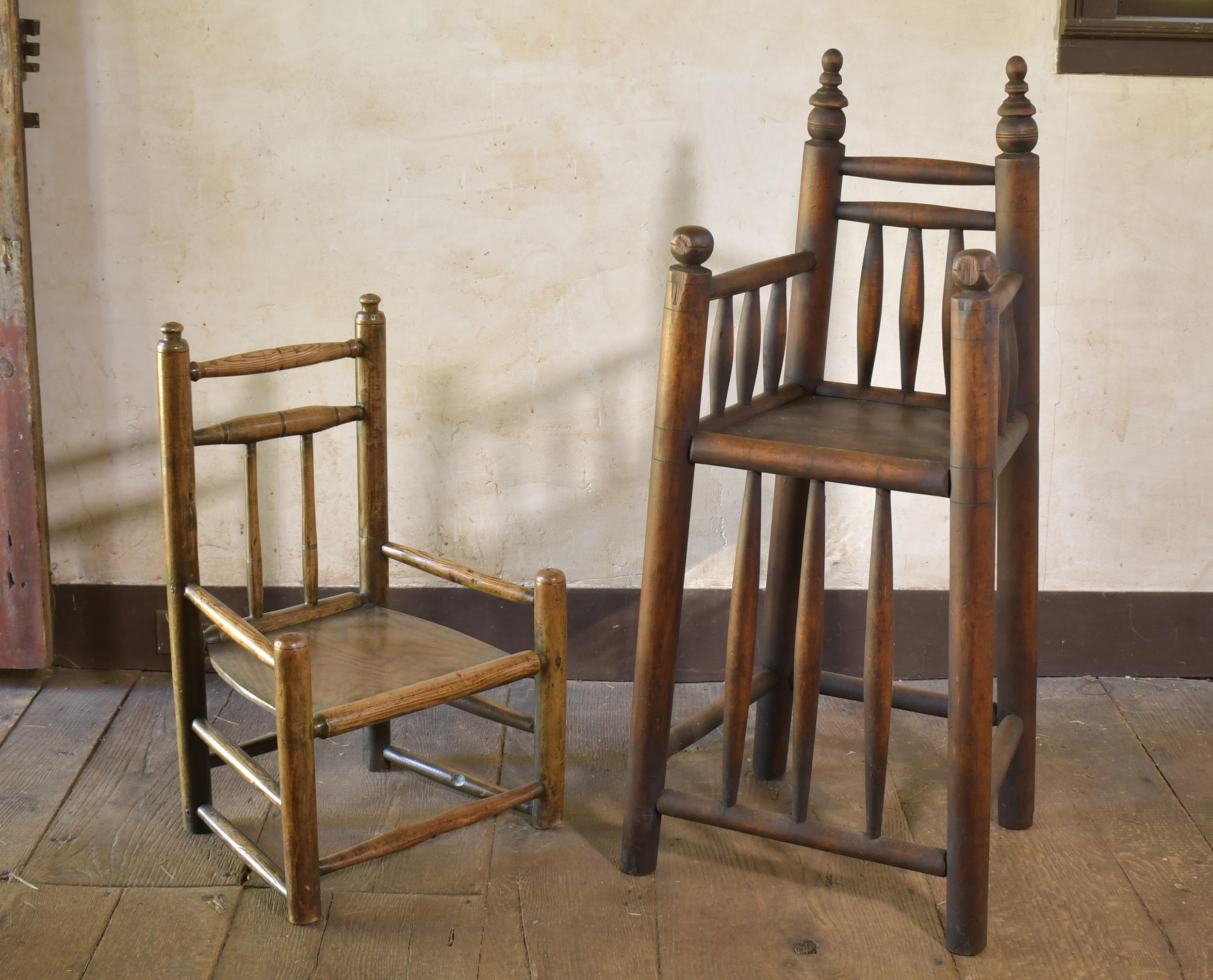 TWO PILGRIM STYLE CHILD'S CHAIRS.