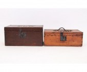 Two pine boxes, 19th c., one w