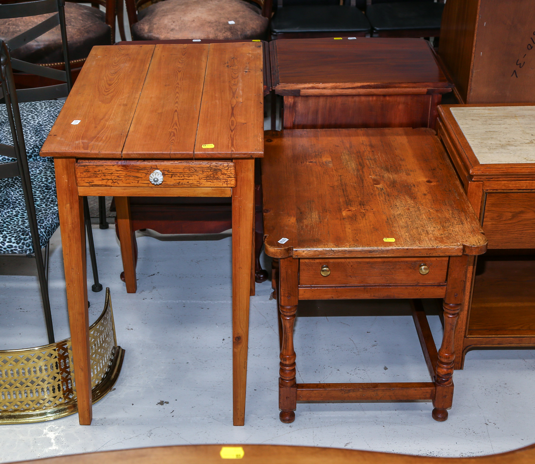 TWO PINE TABLES Comprising an