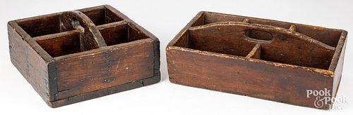 TWO PINE TOOL TOTES, 19TH C.Two