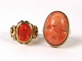 TWO PINK CORAL CAMEO AND YELLO