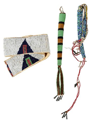 TWO PLAINS BEADED AWL CASESlate