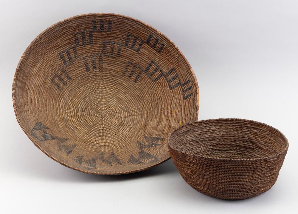 TWO PLAINS INDIAN HANDWOVEN BASKETS
