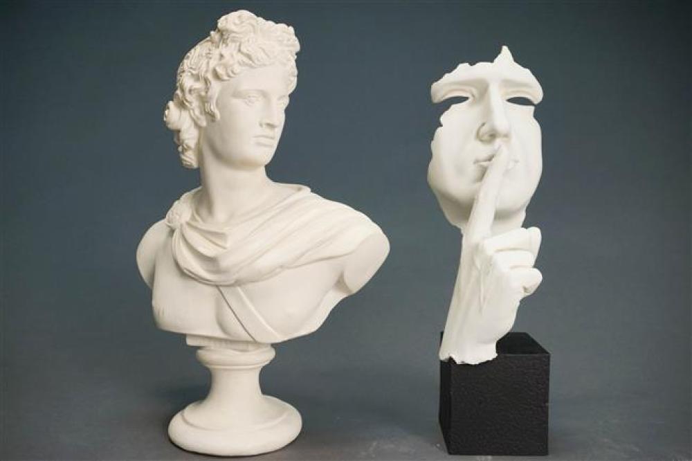 TWO PLASTER SCULPTURES, HEIGHT OF