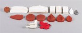 TWO PLASTIC BIRDS, REDWARE BUT