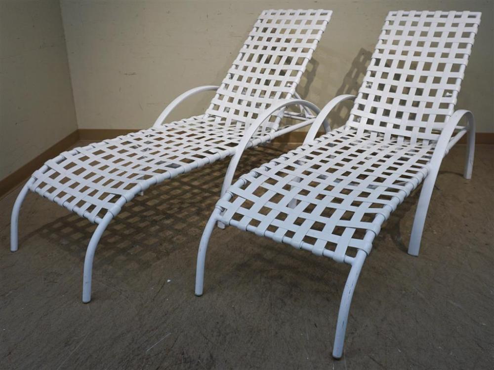 TWO PLASTIC CHAISE LOUNGES, 69"