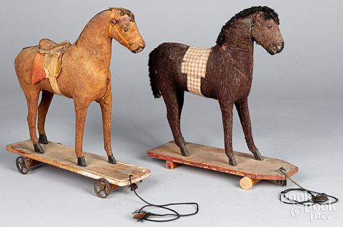 TWO PLATFORM HORSE PULL TOYS, CA.