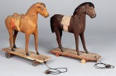 TWO PLATFORM HORSE PULL TOYS,